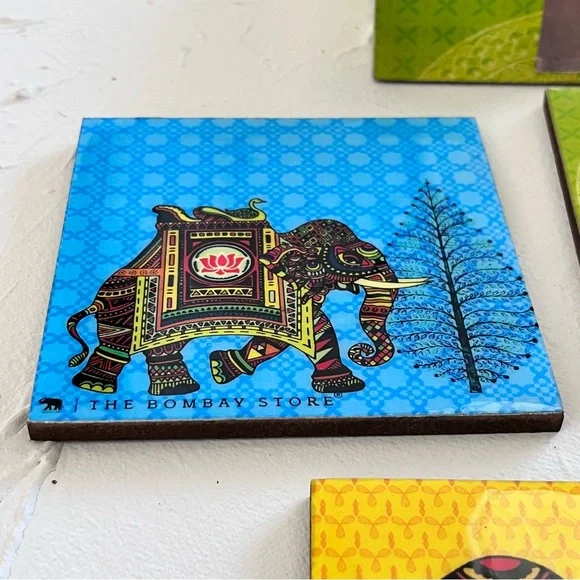 THE BOMBAY STORE Vintage Wooden Coasters Set of 4 - Picture 10 of 11